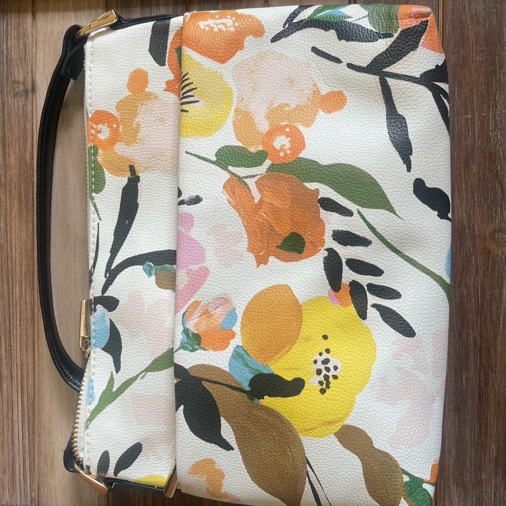 a new day Floral Clutch with Black Handle